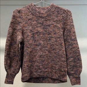 Madewell Brown and Black Crew Neck Sweater with Balloon Sleeves
